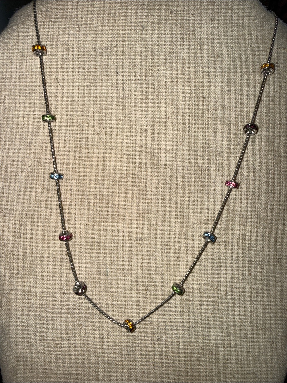 Lia Sophia Multicolor Station Necklace with Sparkling Beads